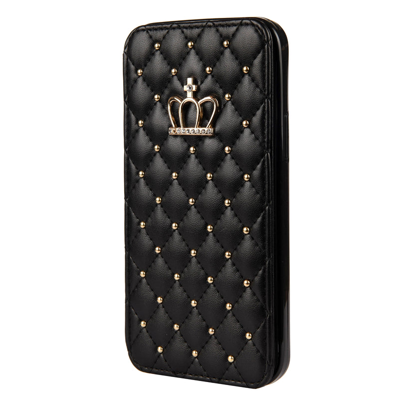 Cute Crown Leather iPhone Case - HoHo Cases For iPhone SE 2022 / Black