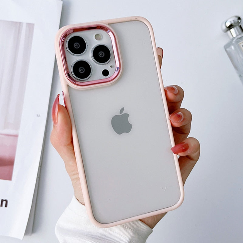 Clear Metal Camera Ring iPhone Case - HoHo Cases For iPhone 11 / Pink