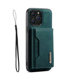 Stylist Leather Magnetic iPhone Case with Wallet Holder - HoHo Cases For iPhone 13 Pro Max / Green / Case & Strap