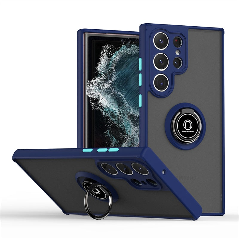 Magnetic Ring Matte Samsung Galaxy Case - HoHo Cases Samsung Galaxy S20 / Blue