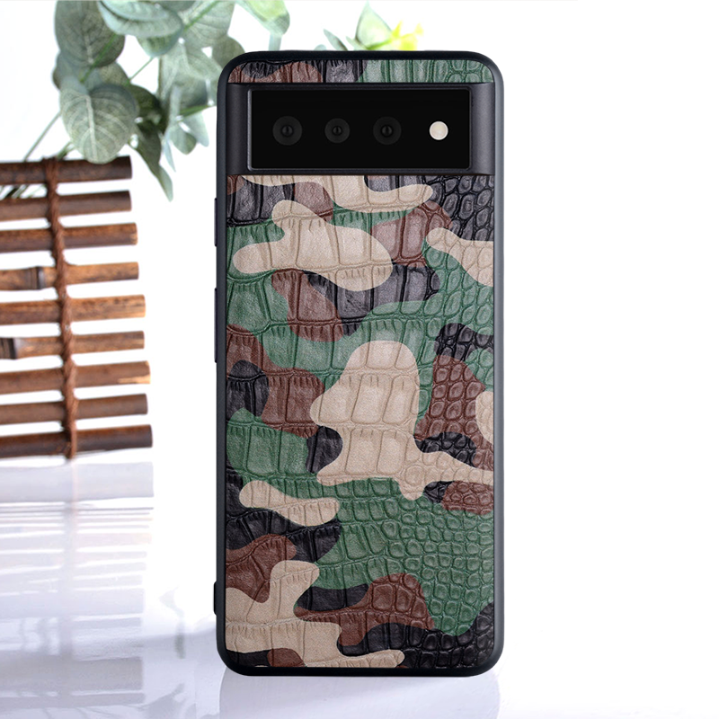 Camouflage Leather Soft TPU Google Pixel Case - HoHo Cases Google Pixel 6 / Army Green