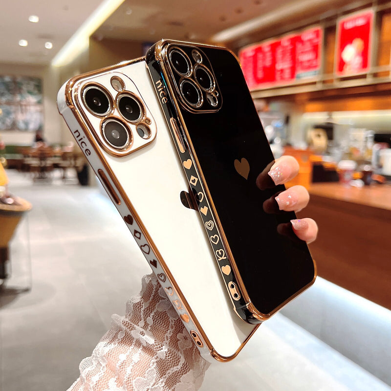 Heart Pattern Luxury Plating iPhone Case - HoHo Cases