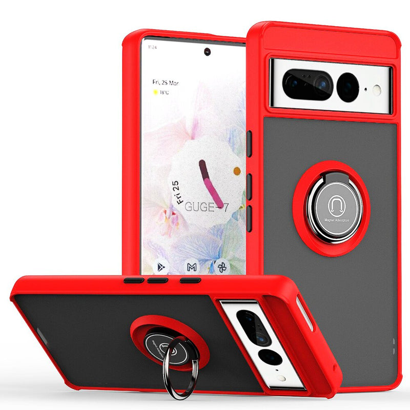 Fashion Matte Google Pixel Case with Ring Stand - HoHo Cases For Google Pixel 7 / Red