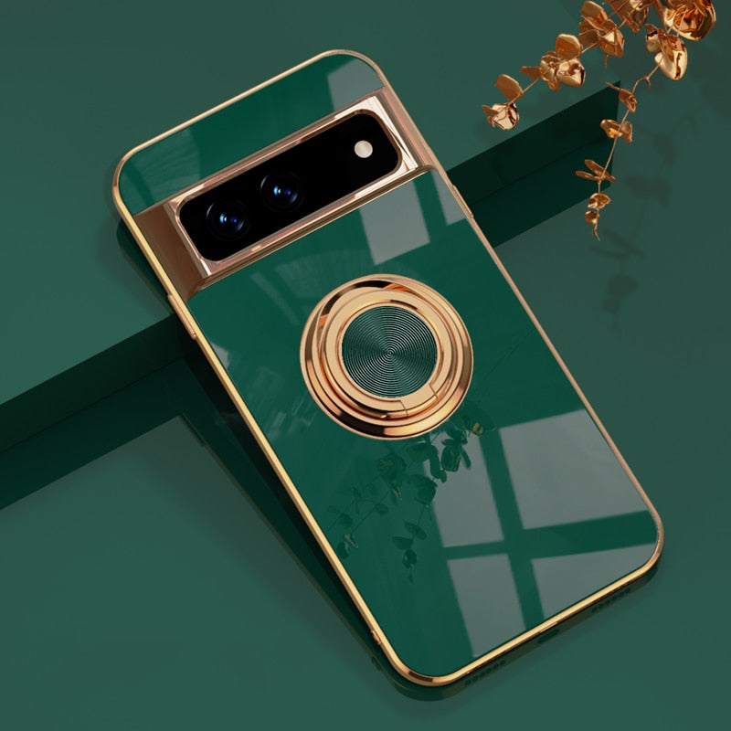 Magnetic Metal Ring Google Pixel Case - HoHo Cases For Google Pixel 7 / Dark Green