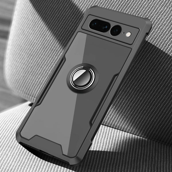 Transparent Acrylic Stand Ring Google Pixel Case - HoHo Cases For Google Pixel 7 Pro / Black