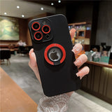 Matte Logo Hole iPhone Case with Ring Holder - HoHo Cases For iPhone 14 Pro Max / D